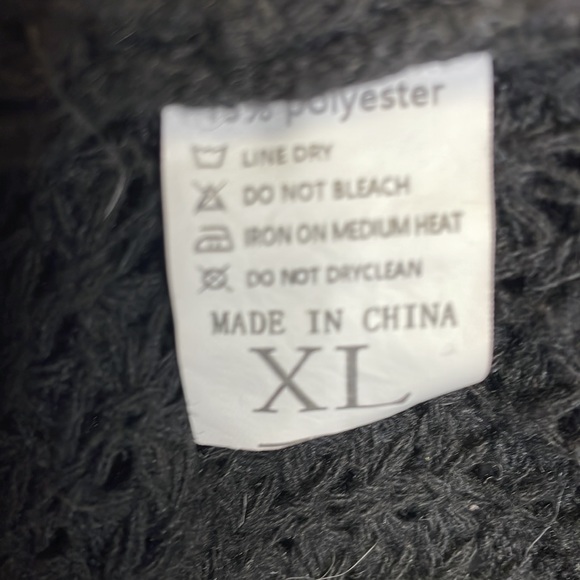 Wrap Style Black Asymmetrical Ribbed Knit Cowl Neck Sweater - Picture 9 of 10